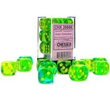 Chessex - Gemini Translucent Green-Teal/Yellow d6