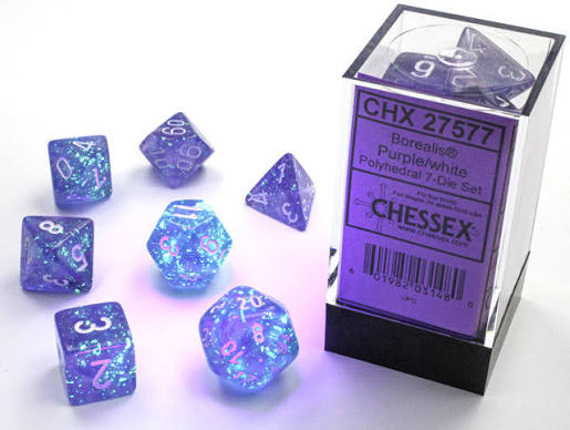 Chessex - Borealis Purple/White Polyhedral