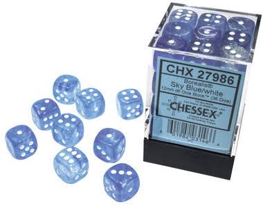 Chessex - Borealis Sky Blue/White d6